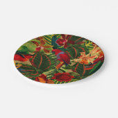 Antikes tropisches Parrox-Dschungelmuster Pappteller (Schrägansicht)