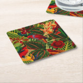 Antikes tropisches Parrox-Dschungelmuster Rechteckiger Pappuntersetzer (angewinkelt)