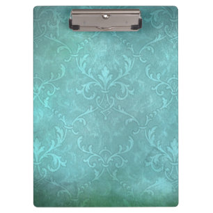 Antikes Türkis-Damaskus-Teal-Muster im Vintage-Sti Klemmbrett