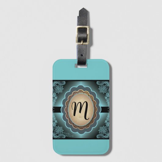 Antikes Türkisfarben Gepäckanhänger (Vorderseite Vertikal)