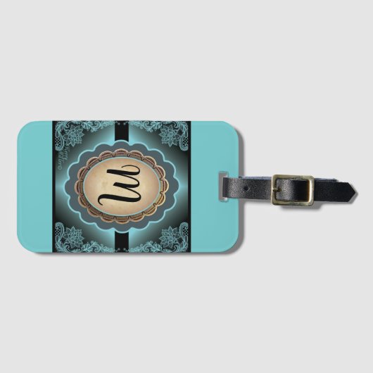 Antikes Türkisfarben Gepäckanhänger (Vorderseite (Horizontal))