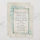 antikes türkisfarbenes Blumengestell für Vow Renew Einladung (Vorne/Hinten)