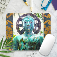 Antikes türkisfarbenes Buddha Gold Mosaik Foto Fri