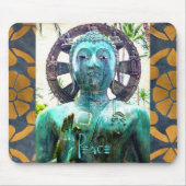 Antikes türkisfarbenes Buddha Gold Mosaik Foto Fri Mousepad (Vorne)