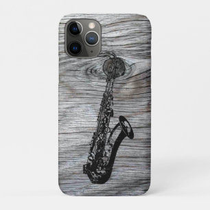 Antikes und rustikales Saxophon auf altem Holz Case-Mate iPhone Hülle