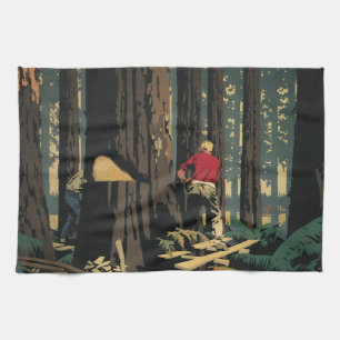 Antikes Unternehmen, Holzindustrie Redwood-Wald Geschirrtuch