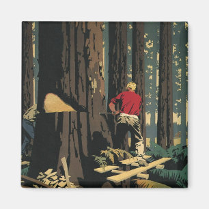 Antikes Unternehmen, Holzindustrie Redwood-Wald Magnet