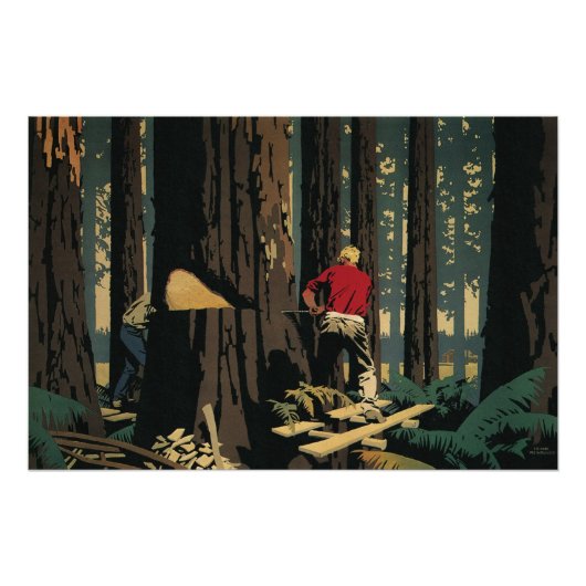 Antikes Unternehmen, Holzindustrie Redwood-Wald Poster (Vorderseite)