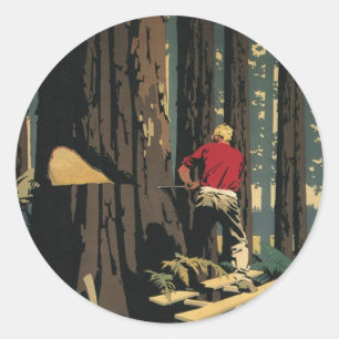 Antikes Unternehmen, Holzindustrie Redwood-Wald Runder Aufkleber