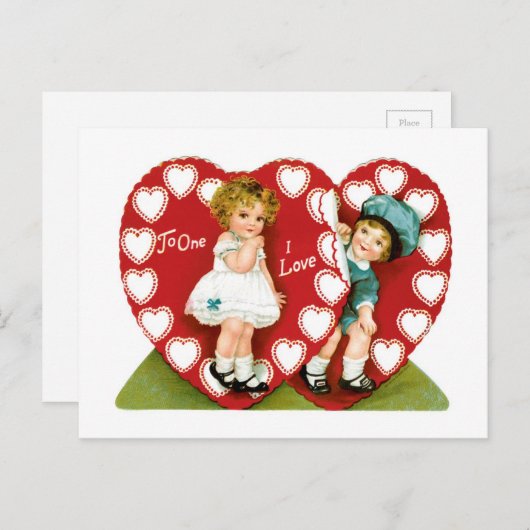Antikes Valentine Feiertagspostkarte (Vorne/Hinten)