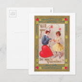 Antikes Valentine Feiertagspostkarte (Vorne/Hinten)