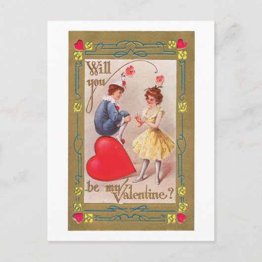 Antikes Valentine Feiertagspostkarte (Vorderseite)