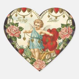 Antikes Valentinsherz Herz-Aufkleber