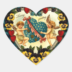 Antikes Valentinsherz Herz-Aufkleber