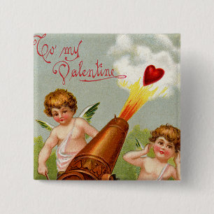 Antikes Valentinsherz mit Herzkanone Button