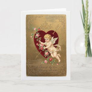 Antikes Valentinskarte mit Cupid Karte