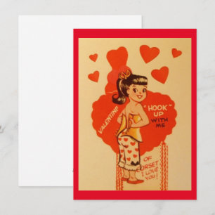 Antikes Valentinstag-Korsett-Mädchen Feiertagskarte