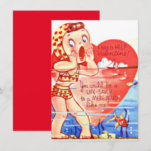 Antikes Valentinstag-Mädchenkind Feiertagskarte