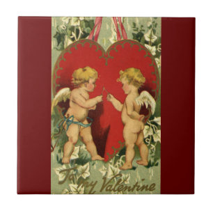 Antikes Valentinstag-Motiv, Cherubs äußern einen W Fliese