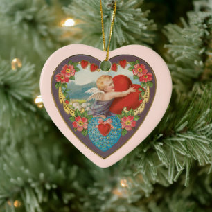 Antikes Valentinstag-Motiv mit viktorianischen Che Keramikornament