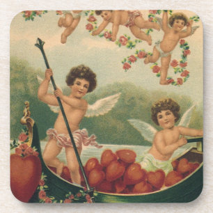 Antikes Valentinstag-Motiv, viktorianische Cherubi Untersetzer