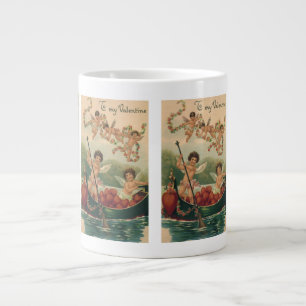 Antikes Valentinstag-Motiv, viktorianische Cherubs Jumbo-Tasse