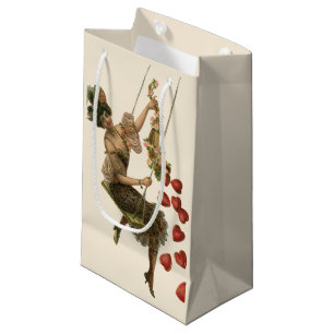 Antikes Valentinstag-Motiv, viktorianische Dame au Kleine Geschenktüte