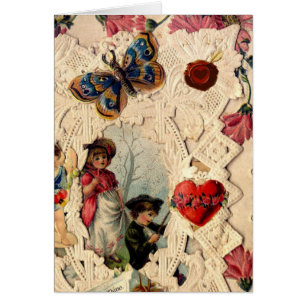 Antikes Valentinstag-Spitze, Amor, Liebende und Sc