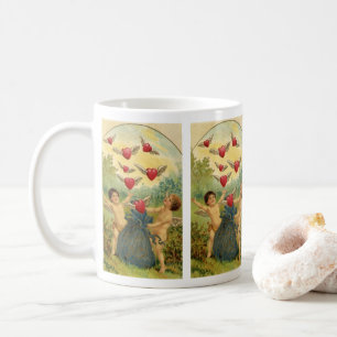 Antikes Valentinstag, viktorianische Cherubs Herze Kaffeetasse