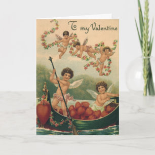 Antikes Valentinstag, viktorianische Cherubs im Bo Feiertagskarte