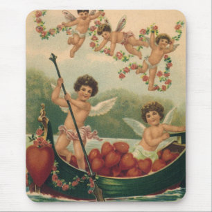 Antikes Valentinstag, viktorianische Cherubs im Bo Mousepad