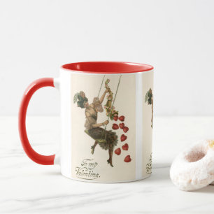 Antikes Valentinstag, viktorianische Dame auf eine Tasse
