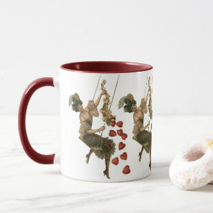 Antikes Valentinstag, viktorianische Dame auf eine Tasse