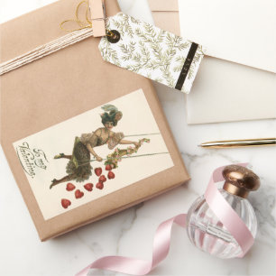 Antikes Valentinstagsmotiv, viktorianische Dame au Rechteckiger Aufkleber