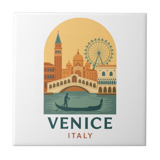 Antikes Venedig Italien Keramikfliese – Retro Gond (Vorderseite)