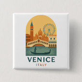 Antikes Venedig Italien Knopf – Retro Gondel Reise Button (Vorderseite)