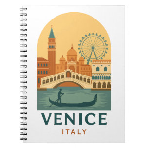 Antikes Venedig Italien Reise Gondel und Stadt Ret Notizblock