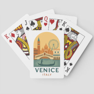 Antikes Venedig Italien Reise Gondel und Stadt Ret Spielkarten