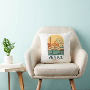 Antikes Venedig Italien Wurfkissen – Retro Gondel  Kissen