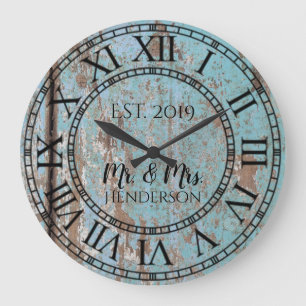 Antikes verwittertes rustikales shabby chic Holz Große Wanduhr
