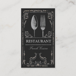 Antikes verziertes Silberlöffel Gabel Restaurant K Visitenkarte