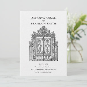 Antikes verziertes Tor Hochzeit  Einladung