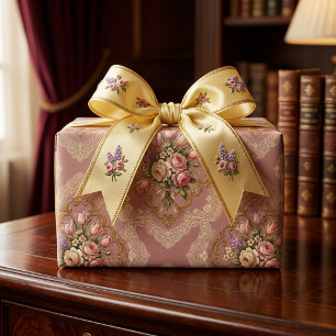 Antikes viktorianisches Blumen-Spitzen-Einwickelpa Geschenkpapier