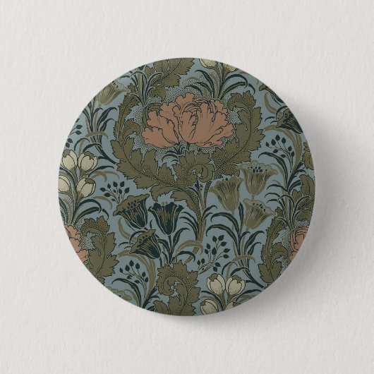 Antikes viktorianisches Blumenmuster Salbei Terrak Button (Vorderseite)