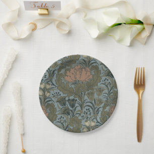 Antikes viktorianisches Blumenmuster Salbei Terrak Pappteller
