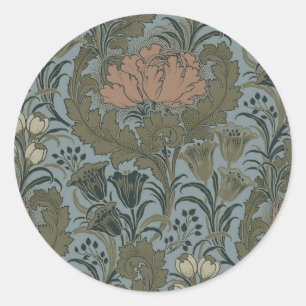 Antikes viktorianisches Blumenmuster Salbei Terrak Runder Aufkleber