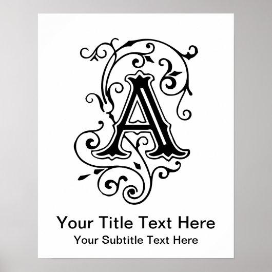 Antikes viktorianisches Buchstabe A Monogramm Poster (Vorne)