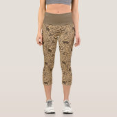 Antikes viktorianisches Halloween-Muster mit Geist Capri Leggings (Vorderseite)