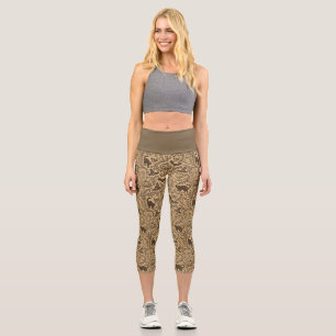 Antikes viktorianisches Halloween-Muster mit Geist Capri Leggings