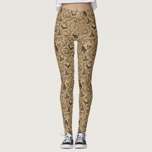 Antikes viktorianisches Halloween-Muster mit Geist Leggings